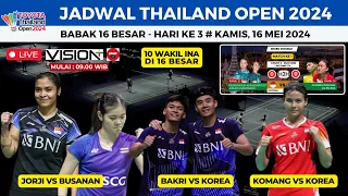 Jadwal  Thailand Open 2024 hari ini, day3 ~  BaKri vs Korea, Jorji vs Busanan, Komanag vs Korea