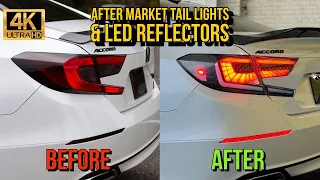 HOW TO INSTALL AFTERMARKET TAIL LIGHTS & LED REFLECTORS ON 10TH GEN HONDA ACCORD (2018-22)! TUTORIAL