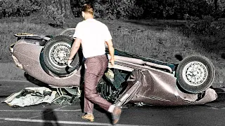 Unbelievable Vintage Car Crashes Compilation (1920s-60s) - History Colorized