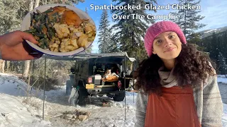 SOLO Girl Jeep Snow Camp and Cook