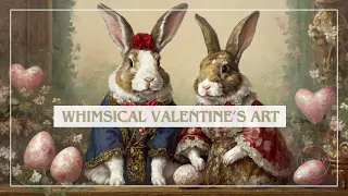 Vintage Valentine Art | 4K TV Frame Art Screensaver | Valentine Bunny Inspired Art | 10 Scenes