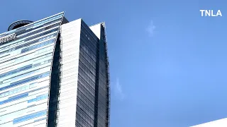 Video shows man climbing outside JW Marriott in downtown L.A.