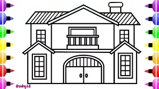 How to Draw House Step by Step  | Cute Art Coloring Book