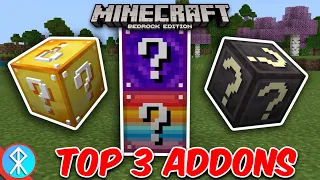 Top 3 Minecraft Addons | LUCKY BLOCKS | (Bedrock/MCPE/Xbox)