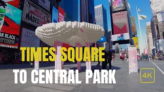 4K NYC Walking from Times Square to Central Park via 7th Ave in the Daytime (March 2022)