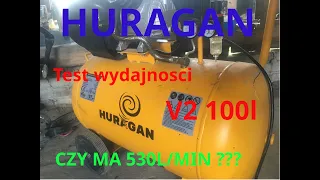 Kompresor HURAGAN  V2 100L  szybki test wydajnosci