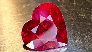 Fine 3.03 ct GRS Certified Burma Ruby Pigeons Blood Red Heart Shape, Rare gemstone.
