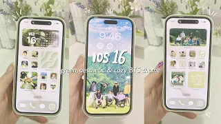 Customize your iphone with me | green BTS aesthetic theme 💜 | very simple