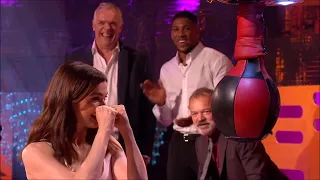 Anthony Joshua destroys the  punching bag on the Graham Norton Show