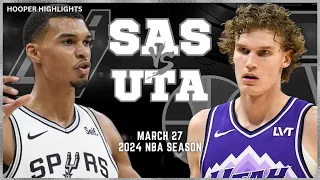 San Antonio Spurs vs Utah Jazz Full Game Highlights | Mar 27 | 2024 NBA Season