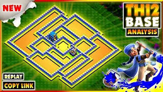 [NEW ANALYSIS] TH12 Hybrid/trophy Base 2023 with COPYLINK & Replay! Clash of Clans