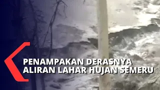 Berbahaya! Lahar Hujan Gunung Semeru Mengalir Deras di Bawah Jembatan Perak