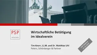 PSP-Webinar "Wirtschaftliche Betätigung im Idealverein" vom 17.10.2019