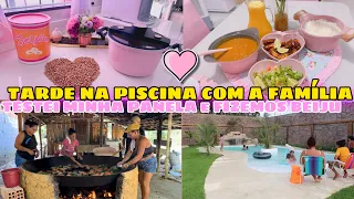 ALMOÇO CASEIRO DELÍCIA|| FIZEMOS BEIJÚ NA CASA DE FARINHA+TARDE DIVERTIDA NA PISCINA COM A FAMÍLIA❤️