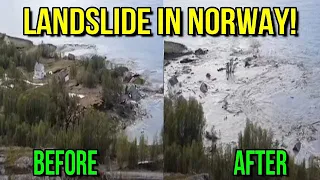 Powerful Landslide In Norway Sweeps Houses Into The Sea!