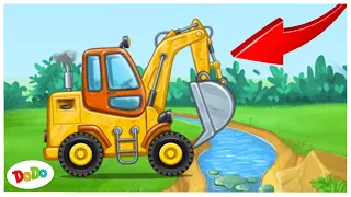 Bagger Video für Kindergarten Kinder - Bagger bauen Werkstatt | Dodo Kinder Video