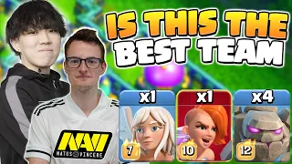 Synthe JOINS NAVI & Klaus Shows us 4-Golem 1-Healer Super Valk Walk (Clash of Clans)