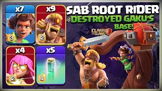 Th16 Super Archer Blimp Root Rider + Super Barbarian = Destruction | Best Th16 Attack Clash of clans