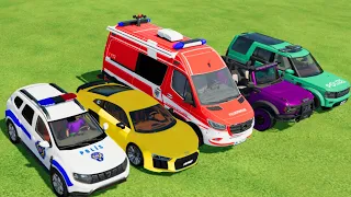 POLICE CAR, AMBULANCE, COLORFUL CARS FOR TRANSPORTING! -FARMING SIMULATOR 22