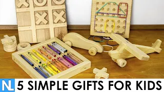 🎁 5 Simple Gifts Made from Wood for Kids // DIY woodworking