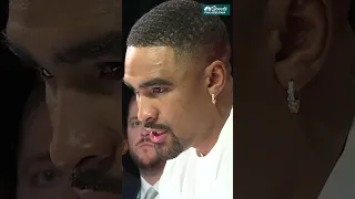 Giovanni puts a smile on Jalen Hurts' face with great question moments after Super Bowl heartbreaker