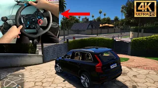 GTA 5 4K GAMEPLAY: DRIVING VOLVO XC90 WITH LOGITECH G29 STEERING WHEEL + SHIFTER