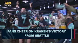 Kraken fans cheer on team's victory from community iceplex