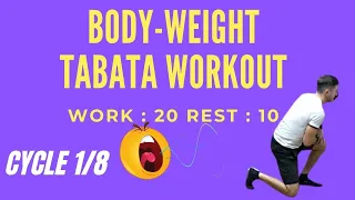 TABATA Cycle 1/8 (Work: 20 Secs | Rest: 10 Secs) TABATA Body Weight Workout With Vocal Cues