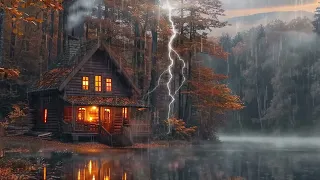 Heavy Rain With Wooden House In 3 Hours | Rain Sounds For Sleeping, Studying, Healing