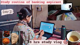 FULL day study routine of banking aspirant 👩‍💻📝 8hrs study vlog 🎯Target ibps rrb po✔️.Day 21📝#rrbpo