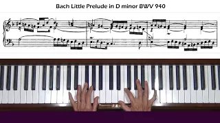 Bach Little Prelude in D Minor BWV 940 Piano Tutorial