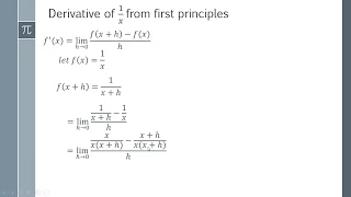 How to Find the Derivative of 1/x from First Principles