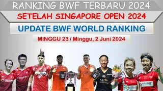 Ranking BWF Terbaru 2024 │ Minggu 23 / Minggu, 2 Juni 2024 │ Setelah Singapore Open 2024 │