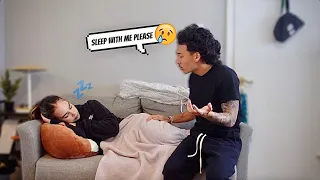 SLEEPING on the COUCH PRANK on My Boyfriend!! *he begged me to...*