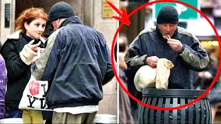 Woman gave food to a homeless person, not knowing who he really was. The whole WORLD knows him