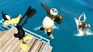 GTA5 Daffy duck vs Kung Fu Panda, Kai, Tai lung Jumps fails & Ragdolls | ep.42 ( Euphoria physics )
