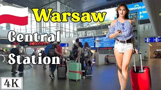 Walking in the central train station of Warsaw, Poland