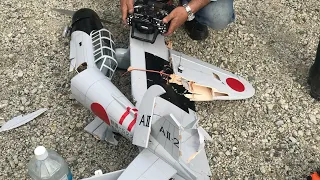 99式艦爆 2号機　MY氏フライト　離陸から墜落までノーカット【ラジコン飛行機】【趣味】