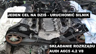 Składanie silnika audi A6C5 4.2 V8 rozrząd dolot podłączenie wszystkiego i uruchomienie silnika S6C5