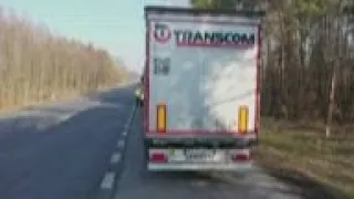 Line of trucks stuck at Poland-Belarus border