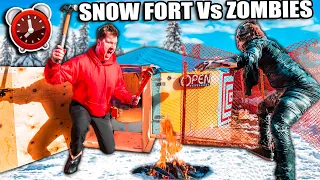 BILLIONAIRE Snow FORT 24 Hour Challenge Vs ZOMBIES