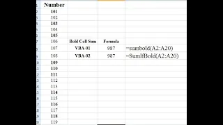 How to sum only bold cells in excel