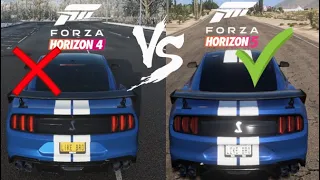 Forza Horizon 5 vs 4 Original engine sounds comparison! No Upgrades! Mustang Shelby GT500 2020(ep.3)