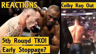 MMA Reacts to Kamaru Usman TKO Colby Covington In Round 5, Broken Jaw | Jose Aldo Robbery - UFC 245