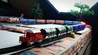 Centy toy Passenger & Cargo train | It's difficult to pull together by 2×LOCO butt...🔥🇮🇳#centytoy
