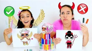 COLORINDO COM 3 CORES ★ NOVAS LOL Surprise - Série GLAM GLITTER  | 3 MARKER CHALLENGE com a Mamãe