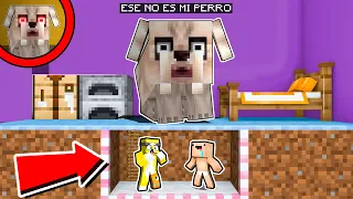 NOS ESCONDEMOS DE ESE NO ES MI PERRO DEBAJO DE SU CASA | MICHI MIAU Y BEBE NOOB ESCONDITE MINECRAFT