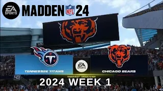 Madden 24 Chicago Bears vs Tennessee Titans Week 1 (Updated Roster) 2024 Sim Game Play