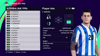 AZERBAIJAN 1996 - EURO ENGLAND 1996 - NOT QUALIFIED - PES 2021 PS4