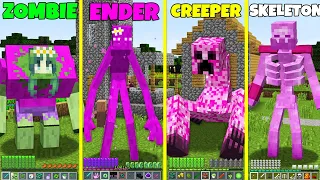 ZOMBIE ENDERMAN SKELETON CREEPER GIRL MUTANT ATTACKED THE VILLAGE in Minecraft my craft